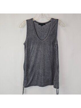 AllSaints Molly Devo Tank Womens S Gray Side Tie Sleeveless Top Athleisure